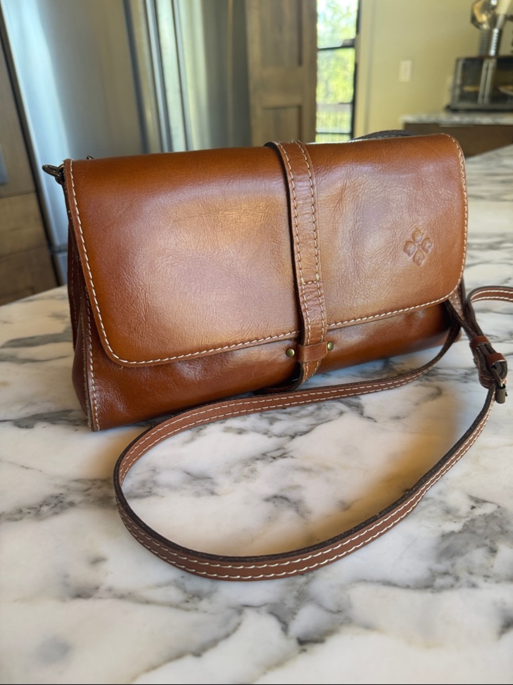 Patricia Nash Tijola Cognac Leather Crossbody Bag